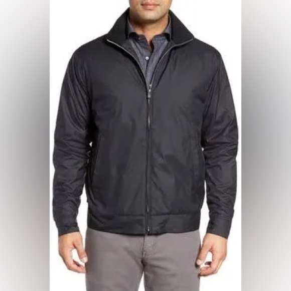 Peter Millar Black Zip Jacket with Stand Collar Small - Picture 1 of 9